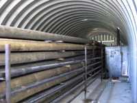 Kiln interior and poles being dried